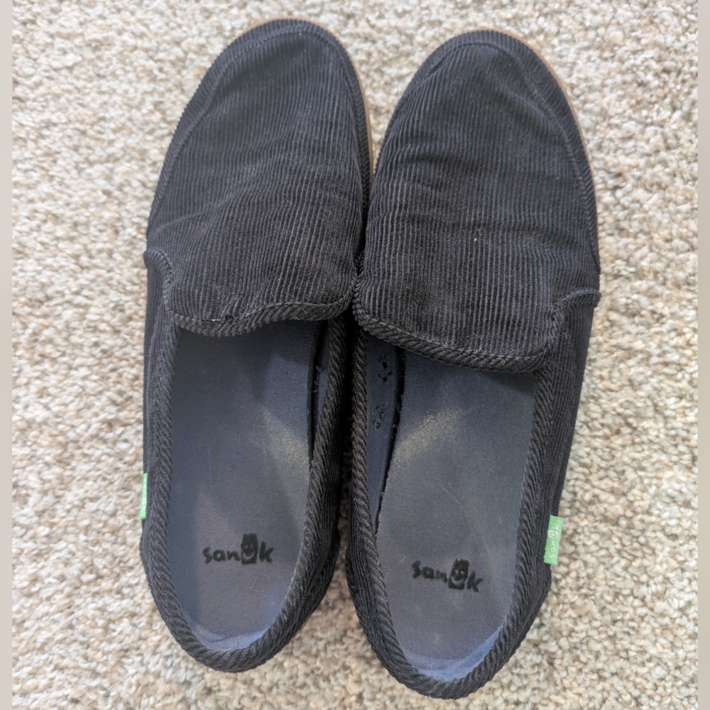 Sanuk Black Corduroy Slip-On Shoes